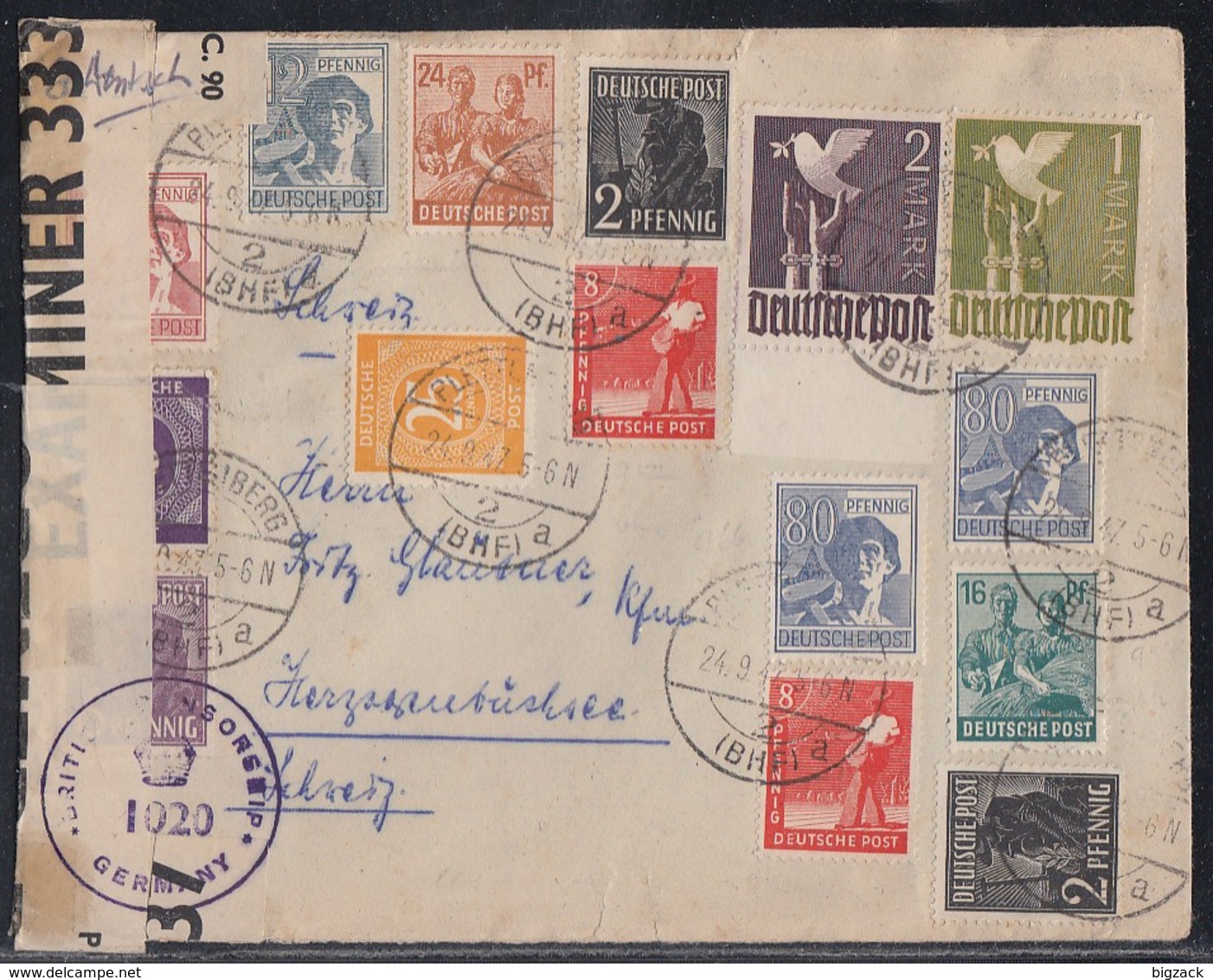 Gemeina. Brief Mit Minr.959,960 Usw. Plettenberg 24.9.47 Gel. In Schweiz Zensur - Sonstige & Ohne Zuordnung