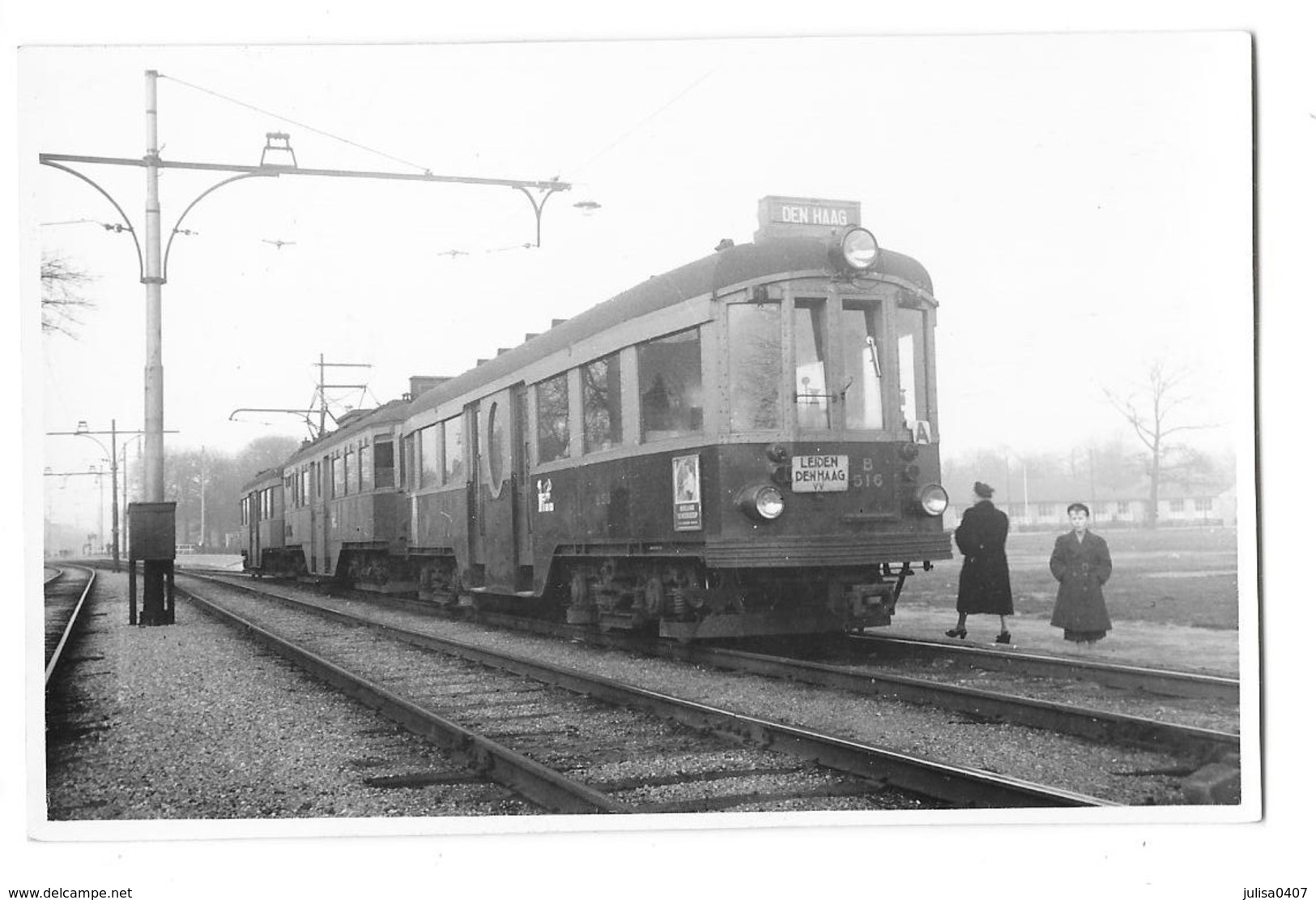 DEN HAAG (Pays Bas) Carte Photo Train Tramway Ligne Den Haag Leiden  Gros Plan 1950 - Den Haag ('s-Gravenhage)