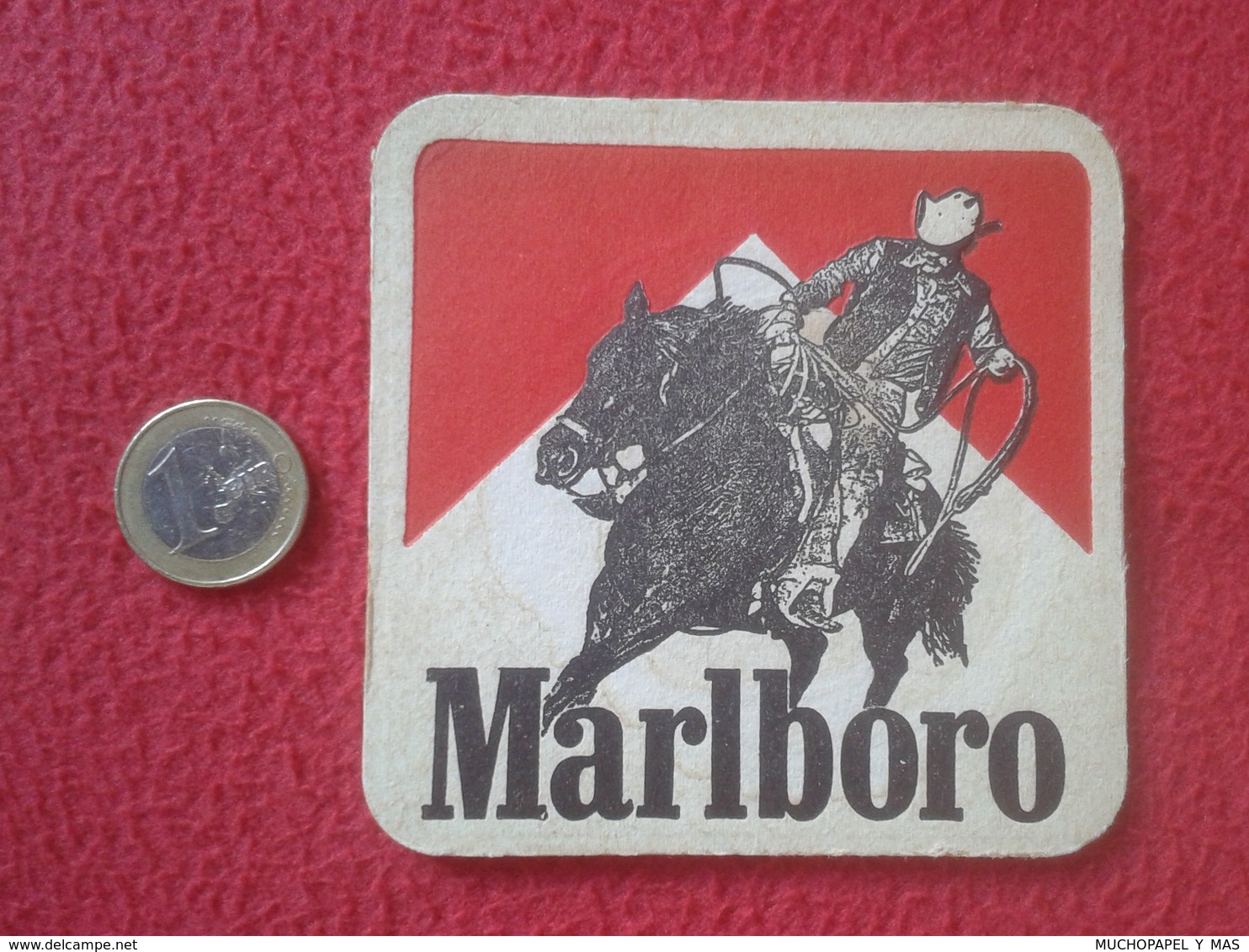 POSAVASOS COASTER MARLBORO TOBACCO TABACO COWBOY VER FOTO/S Y DESCRIPCIÓN. ALGUNAS SEÑALES DE USO Y PASO DEL TIEMPO - Portavasos