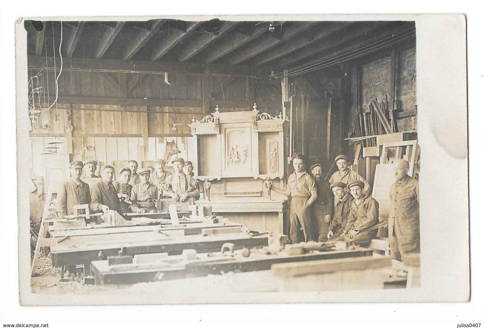 BOIS EBENISTE ATELIER D'EBENISTERIE Carte Photo Vue D'un Intérieur Belle Animation - Ambachten