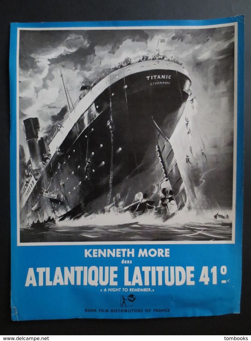 Titanic - Atlantique Latitude 41° - Affiche De Type Cinéma Original - Rank Film Distributors Of France - Kenneth More - - Affiches