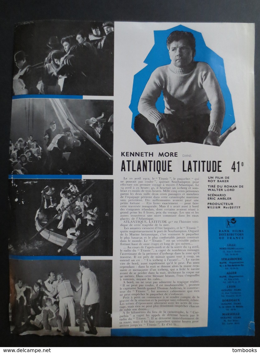 Titanic - Atlantique Latitude 41° - Affiche De Type Cinéma Original - Rank Film Distributors Of France - Kenneth More - - Affiches