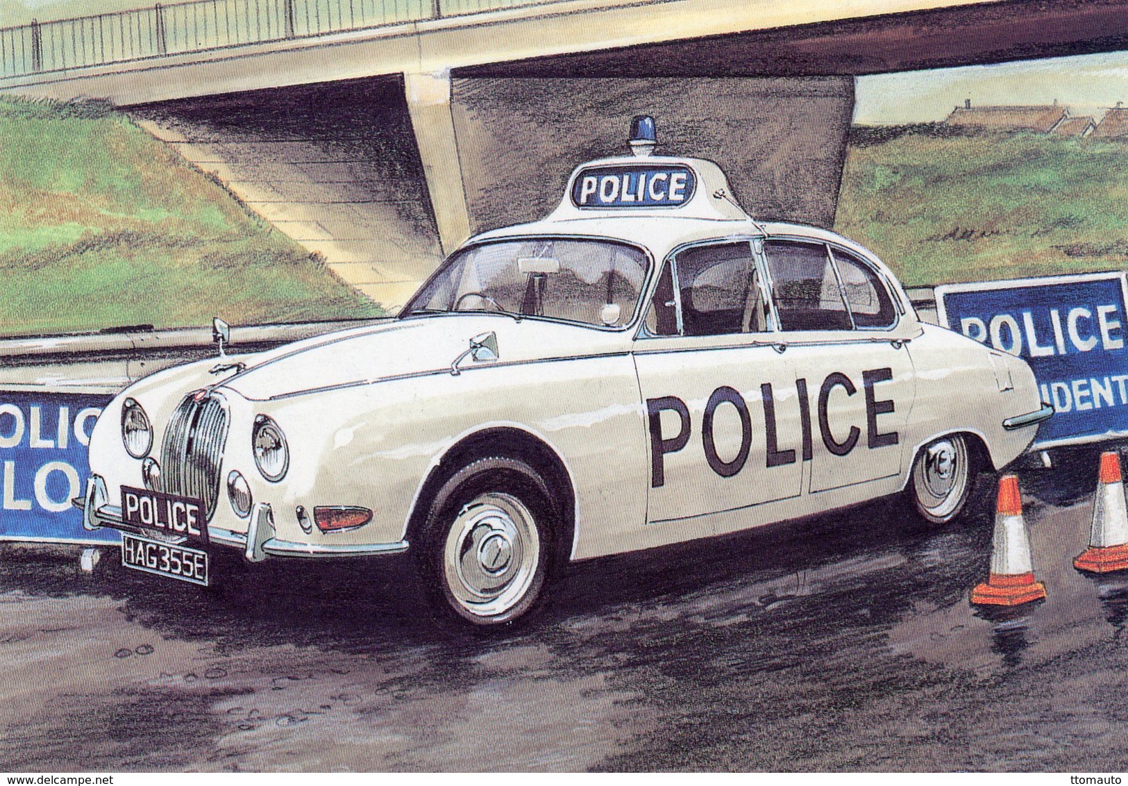 Jaguar S Type Police Car  -  Art Card    -  CPM - Toerisme