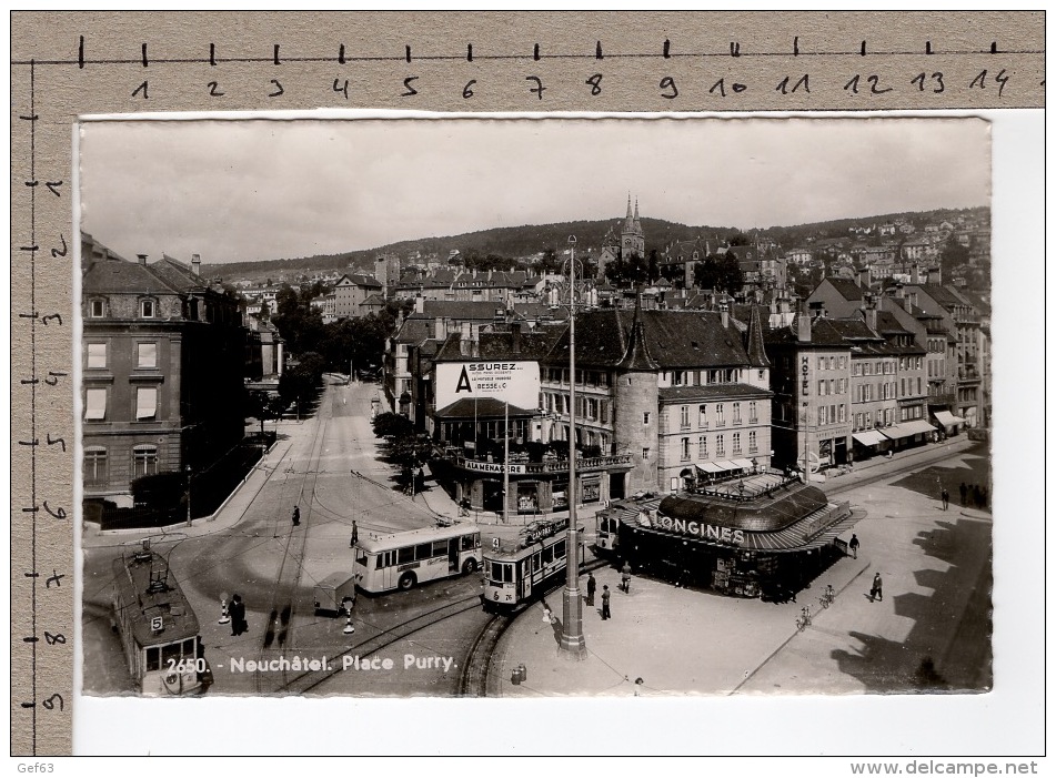 Neuchâtel - Place Purry ° Tram / Tramway / Trolley Car / Tramcar / Streetcar - Neuchâtel