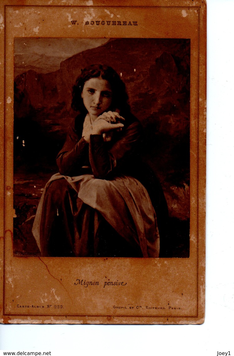 D'après W. Bouguereau, Mignon Pensive Vintage Albumen 1886 Photo 9/11 Goupil - Ancianas (antes De 1900)