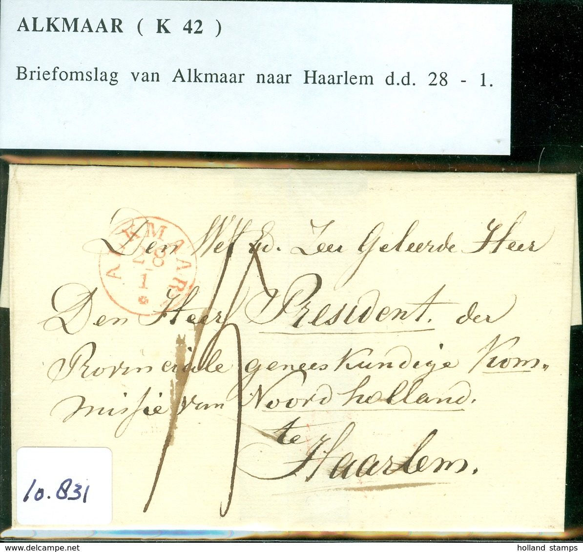 BRIEFOMSLAG Tussen 1843 En 1852 Gelopen Van ALKMAAR Naar HAARLEM   (10.831) - ...-1852 Préphilatélie