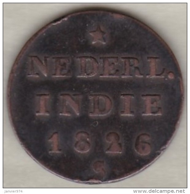 SUMATRA, Netherlands East Indies .1/2 Stuiver 1826 S , Copper, KM# 285 - Indonésie