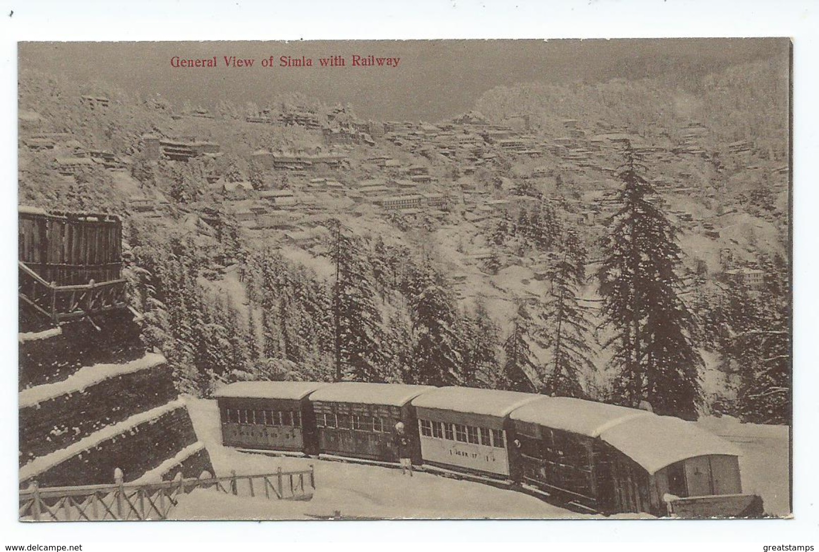 Postcard India Simla Railway With Train Unused. Moori Dhur And Sons. - India