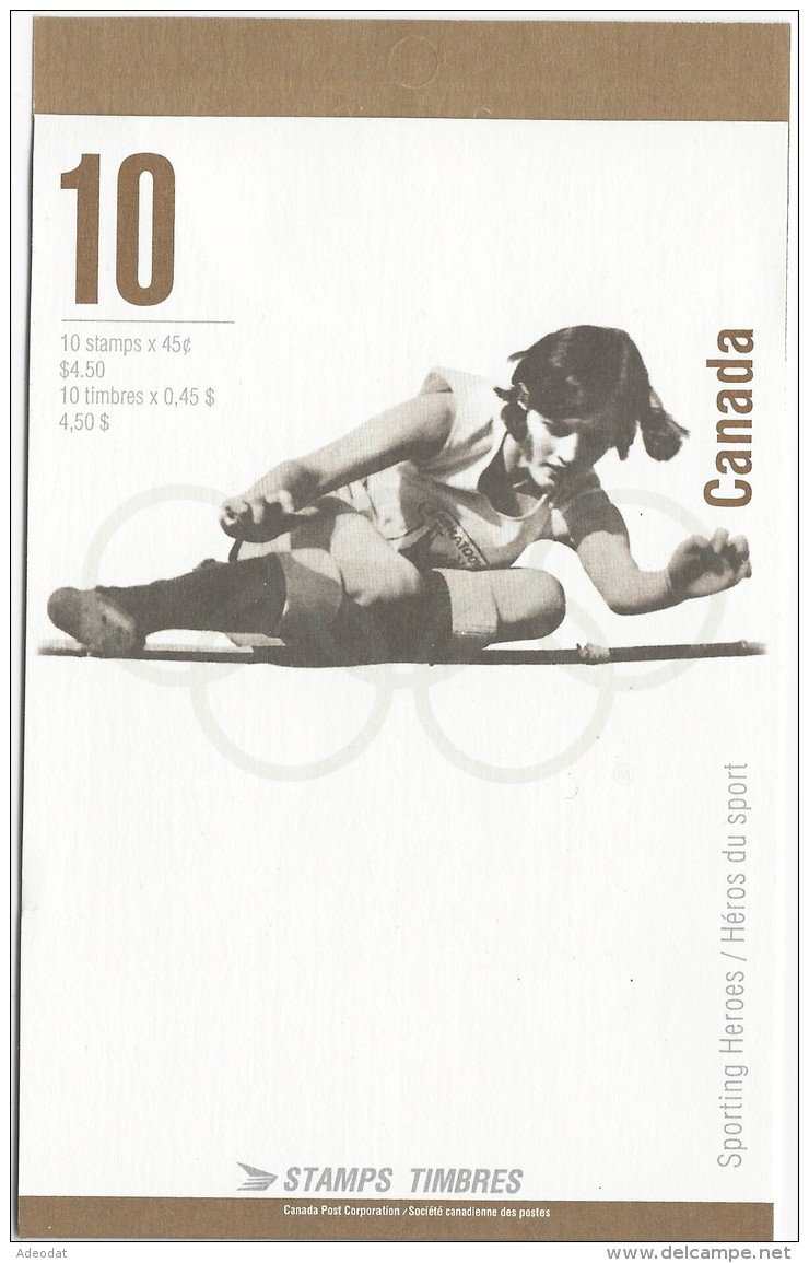 CANADA 1996 CANADIAN OLYMPIC GOLD MEDALISTS SCOTT 1612b BOOKLET PANE OF 10 VALUE US  $11.25 - Booklets Pages