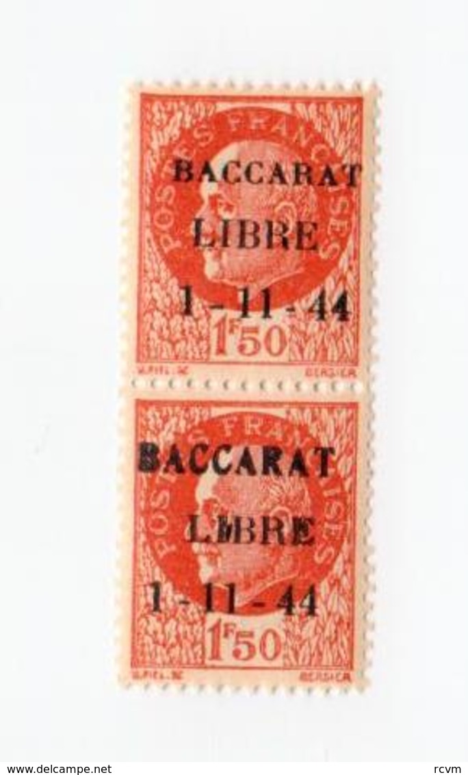 BACCARAT 1.50 (TYPE 1 ET 2 SE TENANT) ** Signé MAYER - Libération