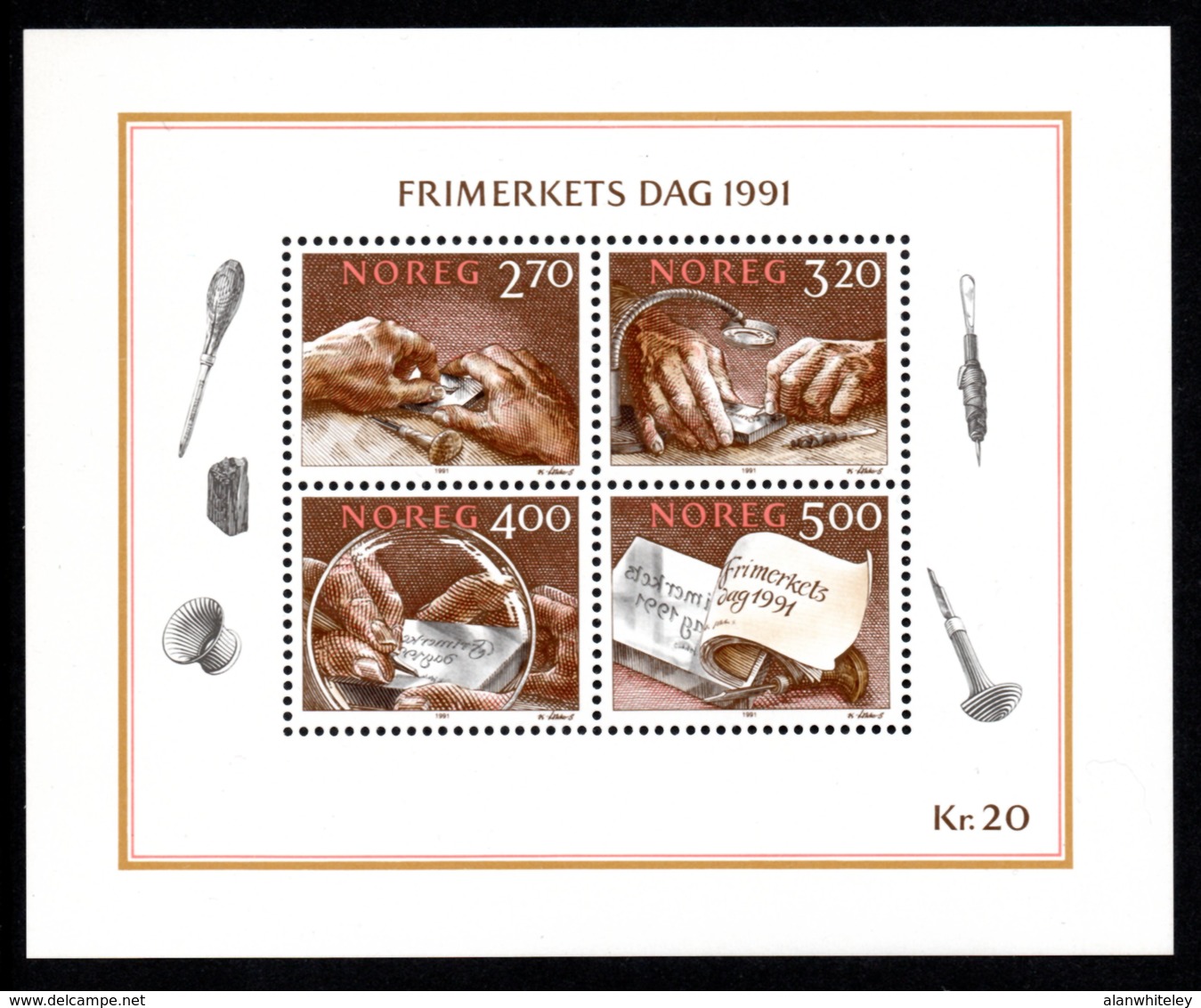 NORWAY 1991 Stamp Engraving: Miniature Sheet UM/MNH - Blocks & Sheetlets