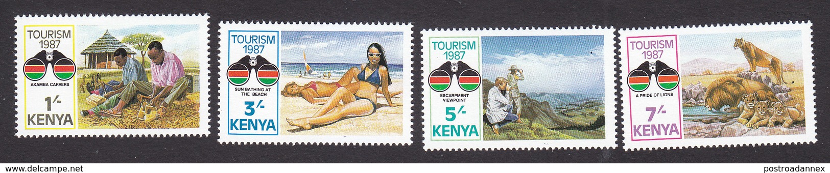 Kenya, Scott #398-401, Mint Hinged, Tourism, Issued 1987 - Kenya (1963-...)