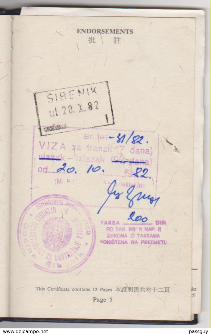 Passeport De Marin HONG KONG Seaman's Passport 1978 – Reisepaß - Historische Documenten