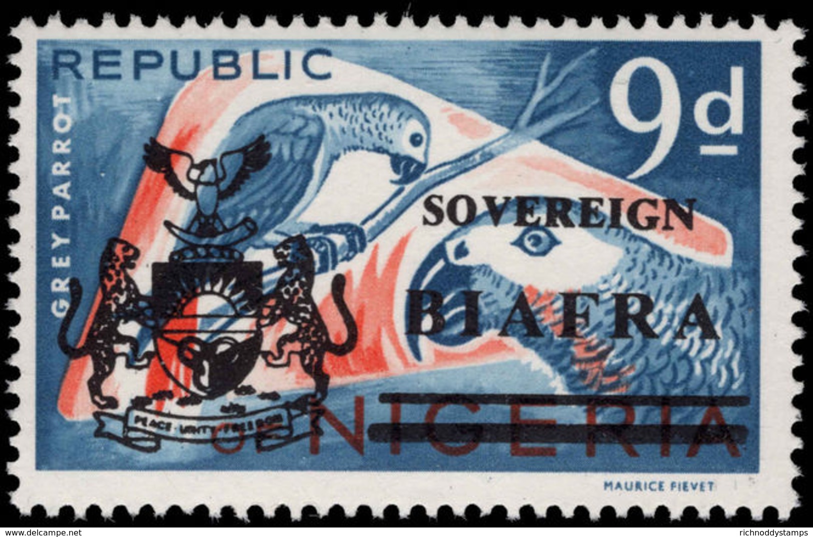 Biafra 1968 9d Gray Parrots Unmounted Mint. - Nigeria (1961-...)