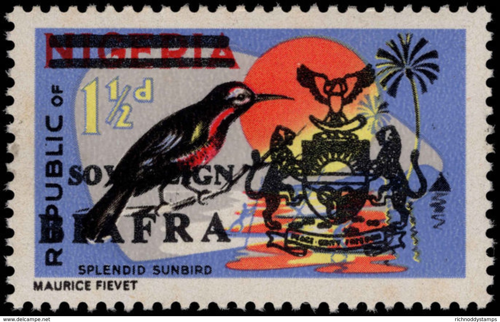 Biafra 1968 1&#189;d Splendid Sunbird Unmounted Mint. - Nigeria (1961-...)