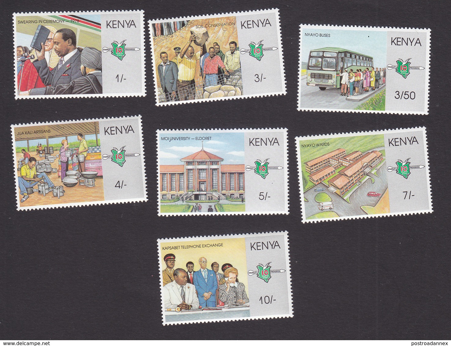 Kenya, Scott #469-475, Mint Hinged, Presidency Of Daniel Arap Moi, Issued 1988 - Kenya (1963-...)