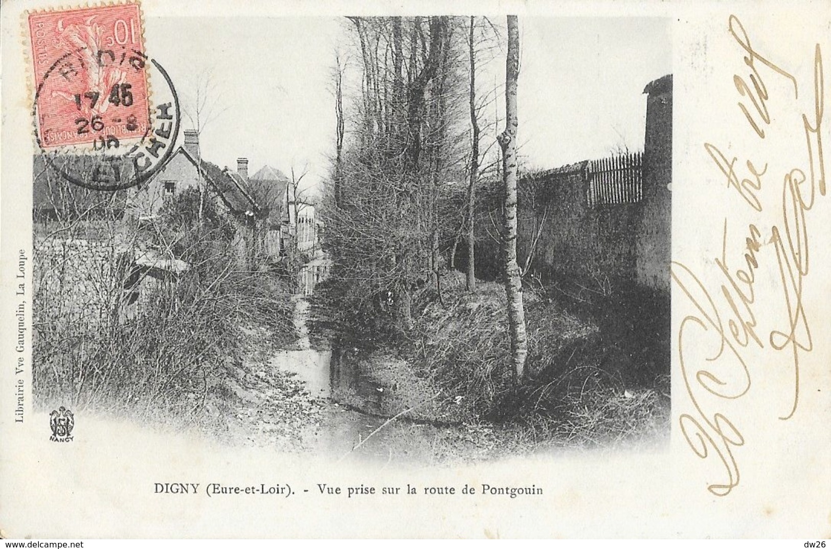 Digny (Eure-et-Loir) - Vue Prise Sur La Route De Pontgouin - Librairie Vve Gauquelin - Other & Unclassified