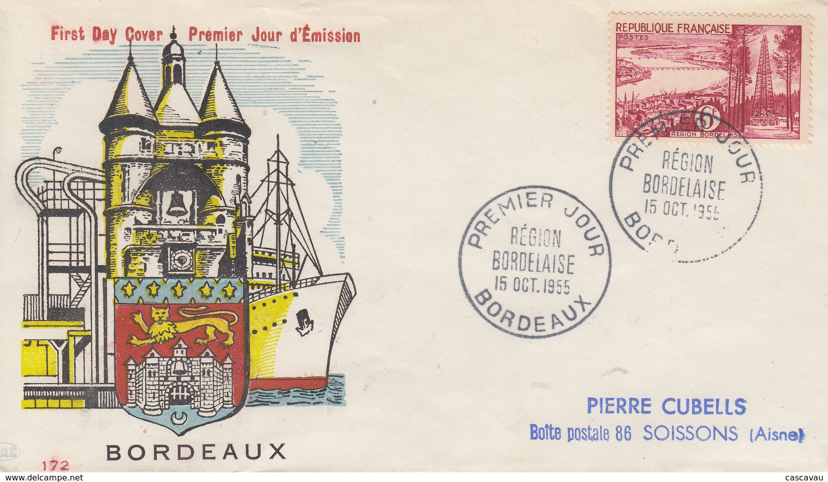 Enveloppe  FDC  1er  Jour   FRANCE   Région  Bordelaise   1955 - 1950-1959