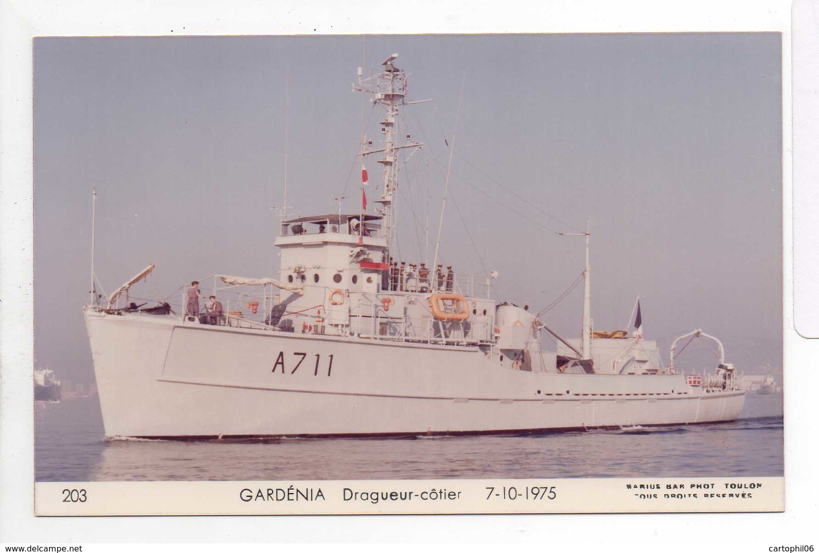 - CPSM DRAGUEUR-COTIER GARDENIA 7-10-1975 - Photo MARIUS BAR 203 - - Warships