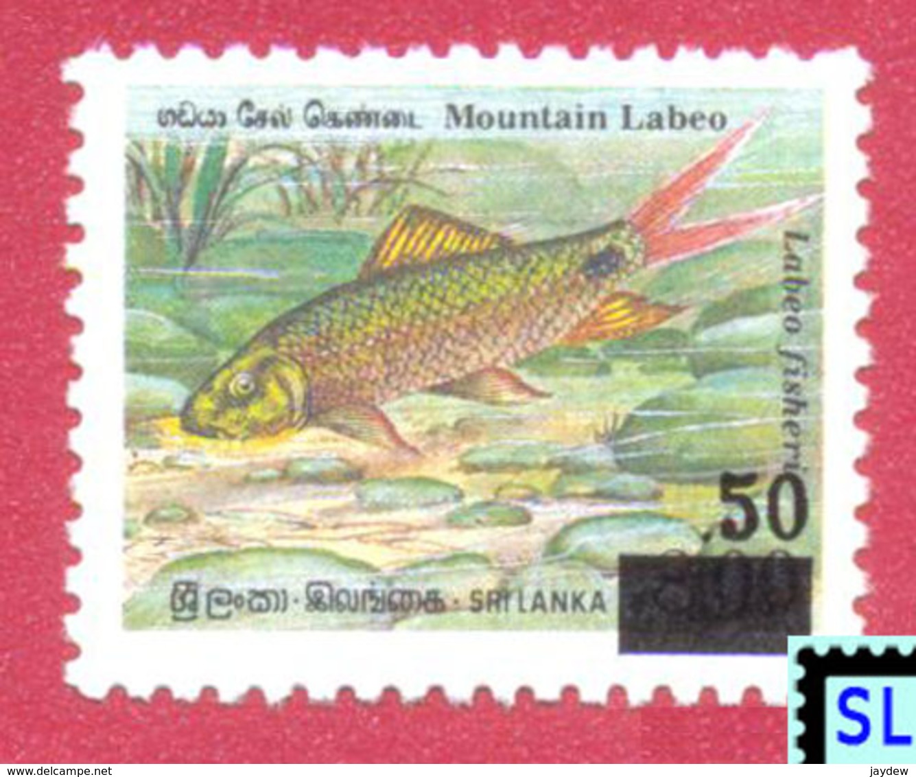 Sri Lanka Stamps 2000, Mountain Labeo, Surcharge, Fish, MNH - Sri Lanka (Ceylon) (1948-...)