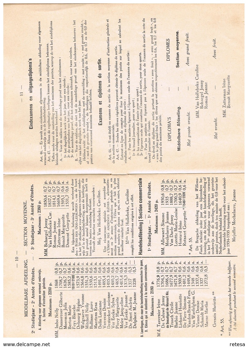 RIJKSMIDDELBARE MEISJESSCHOOL PLECHTIGE PRIJSUITDELING 12 JULI 1935 - Diplômes & Bulletins Scolaires