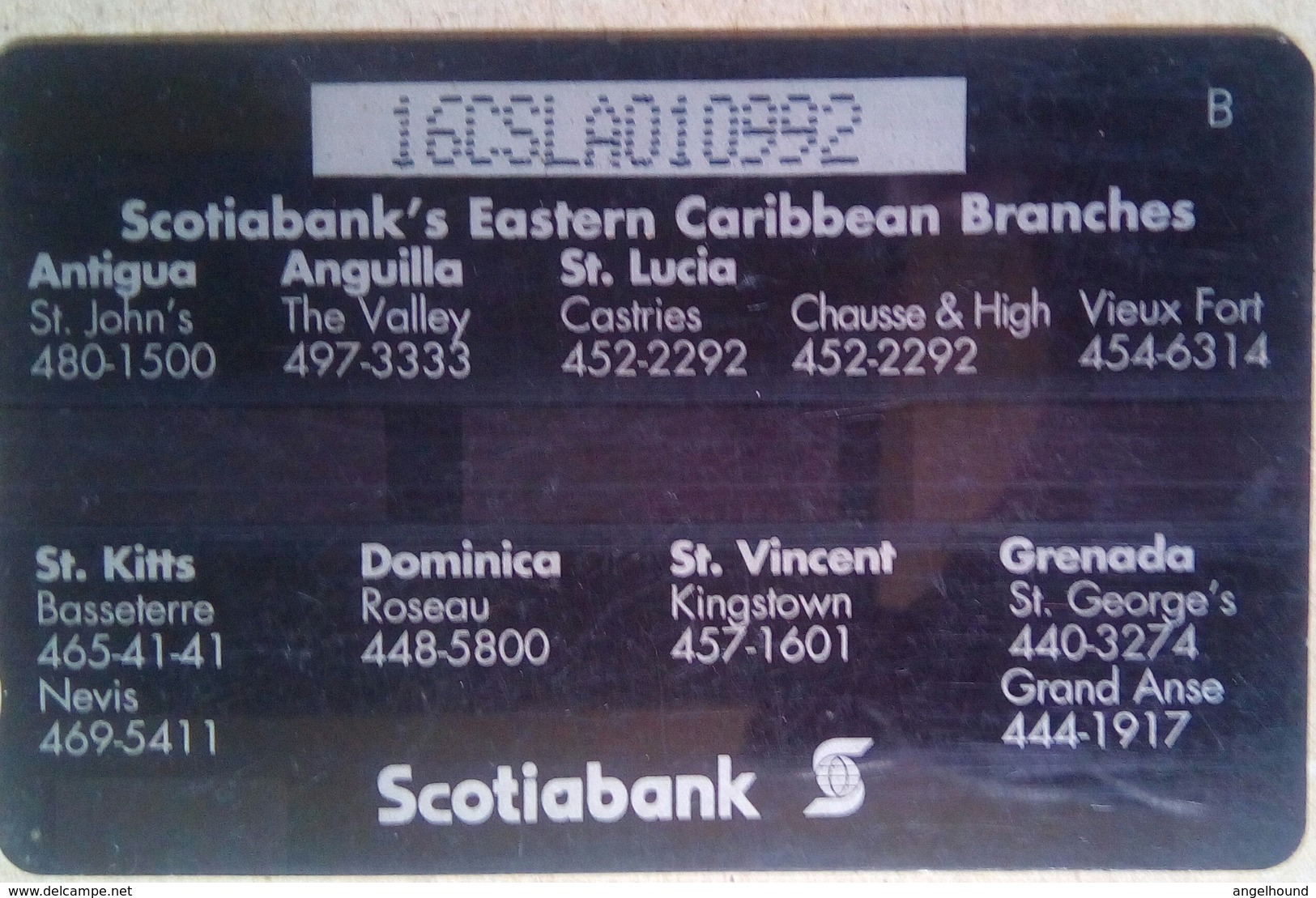 Saint Lucia Cable And Wireless 16CSLA  EC$20 " Scotiabank " - Sainte Lucie
