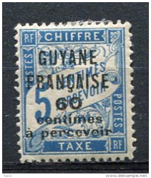 GUYANE -  TAXE Yv. N° 9  * 60c S 5c   Bleu Cote 1,5 Euro  BE 2 Scans - Unused Stamps