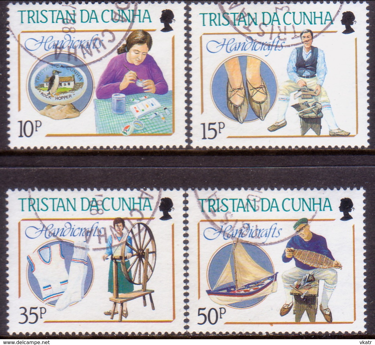 TRISTAN DA CUNHA 1988 SG #448-51 Compl.set Used Handicrafts - Tristan Da Cunha