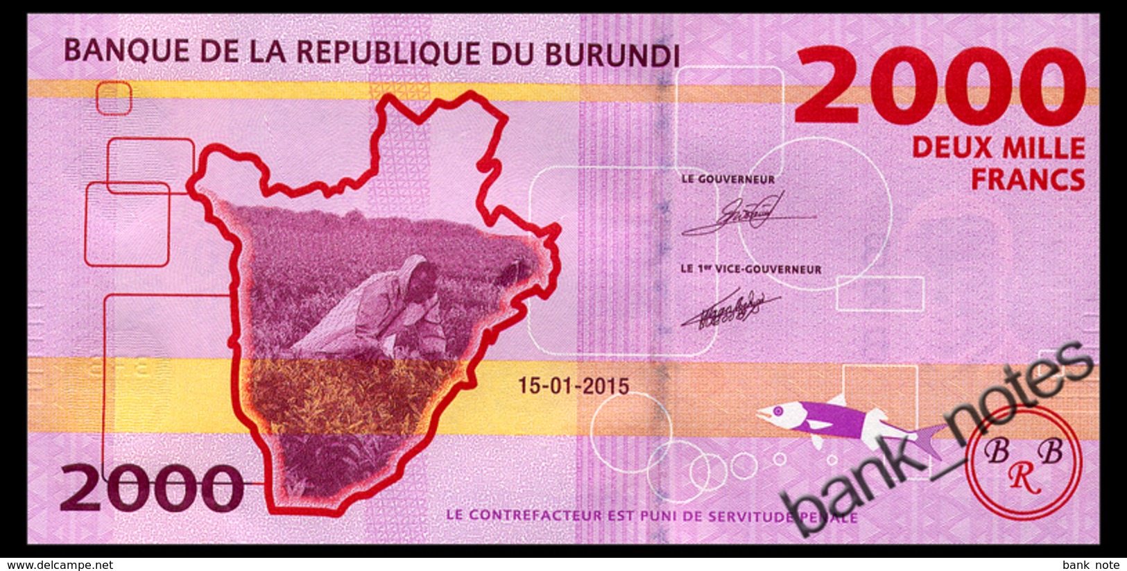 BURUNDI 2000 FRANCS 2015 Pick 52 Unc - Burundi