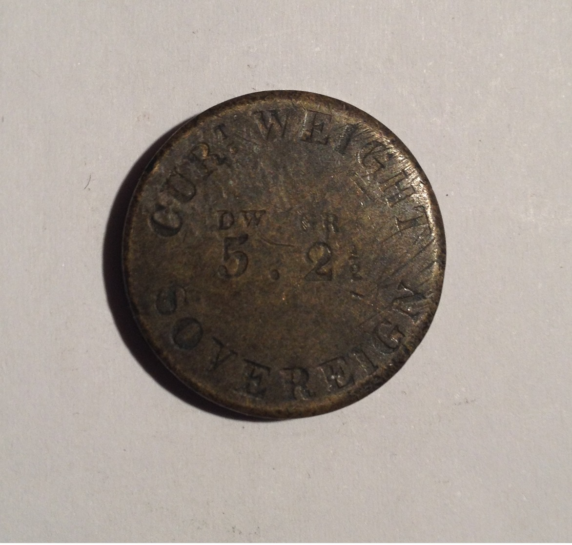 TOKEN JETON GETTONE ROYAL MINT 1843 SOVEREING - Monétaires/De Nécessité