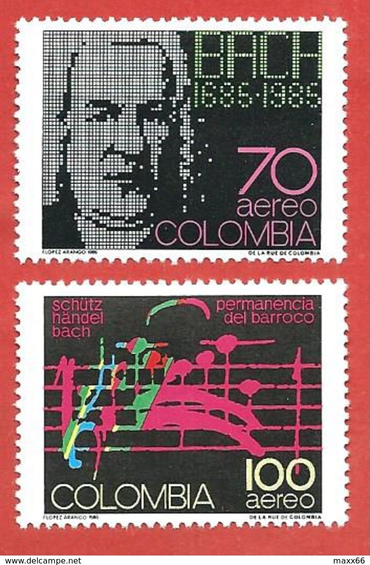 COLOMBIA MNH - 1986 Veneration Of Bach, Handel And Schutz - 70 + 100 $ Peso - Michel CO 1678 - 1679 - Colombia