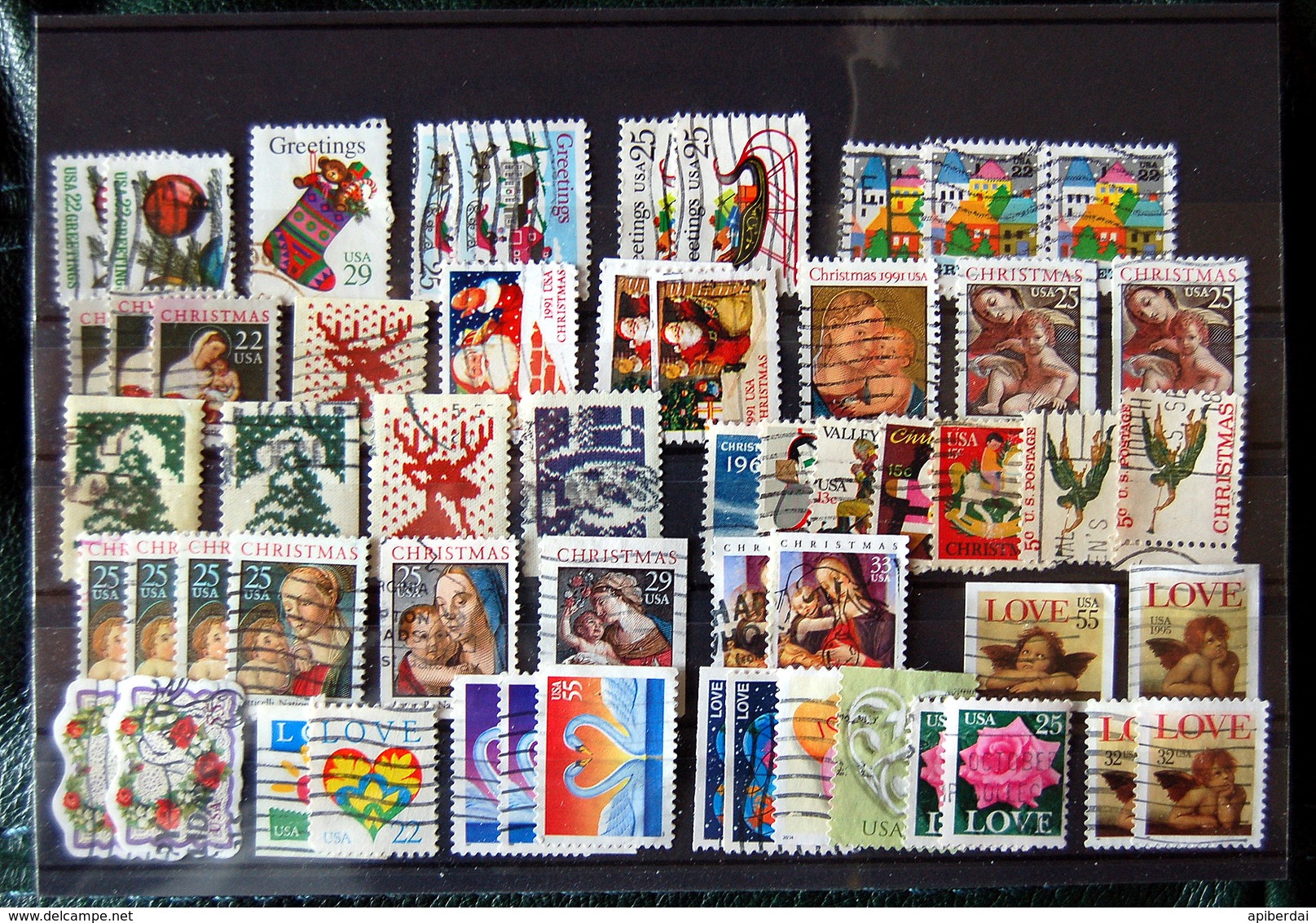 USA - Batch Of 56 Stamps With The Thema Of Christmas, Greetings And Love  (used) - Usados