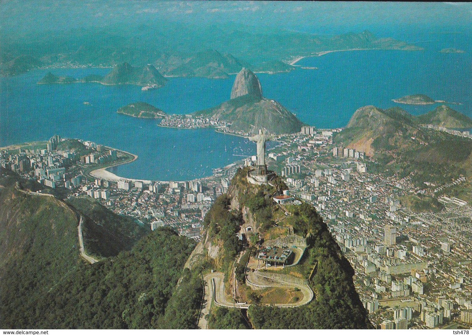 BRASIL  TURISTO--RIO DE JANEIRO--vista Aéréa Do Corcovado E Baia De Guanabara--voir 2 Scans - Autres