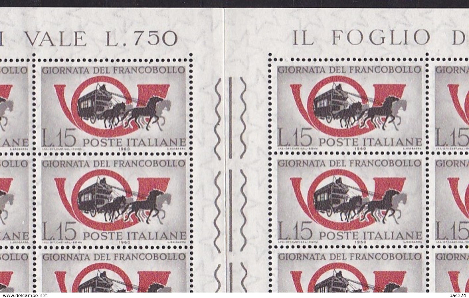 1960 Italia Repubblica GIORNATA DEL FRANCOBOLLO 100 Valori In Doppio Foglio Di 50 MNH** Double Sheet - Hojas Completas