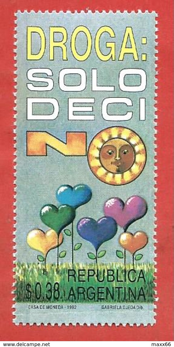 ARGENTINA MNH - 1992 Anti-drugs Campaign - 0.38 $ Peso - Michel AR 2138 - Neufs