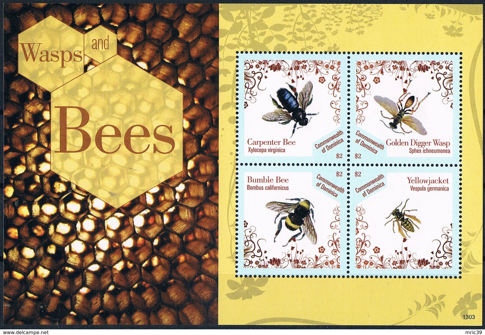 Bloc Sheet Insectes Abeilles Insects Bees Neuf MNH ** Dominica 2013 - Abeilles