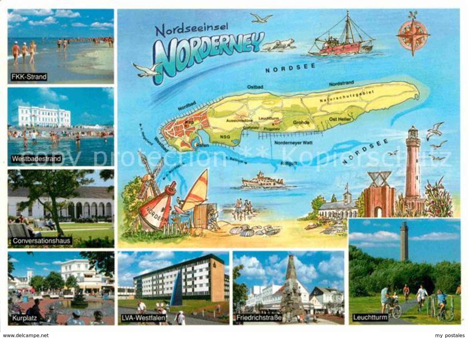 72854683 Norderney Nordseebad Lageplan FKK-Strand Conversationshaus Kurplatz LVA - Norderney