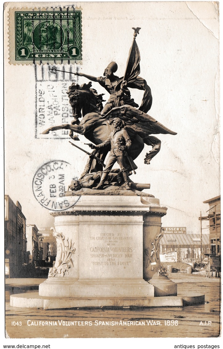 Carte Photo Argentique USA San Francisco California Stamp Balboa 1c Spanish American War - Briefe U. Dokumente