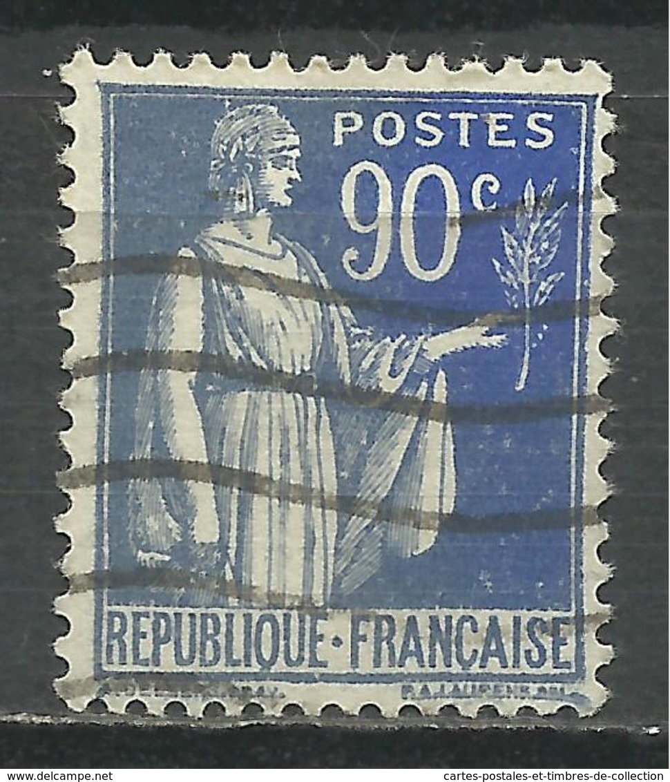 FRANCE , FRENCH , 90 Cts , Type Paix , Type I , 1937 - 1939 , N° YT  368 ( O ) , Variété De Couleur Du Gris Au Bleu - Used Stamps