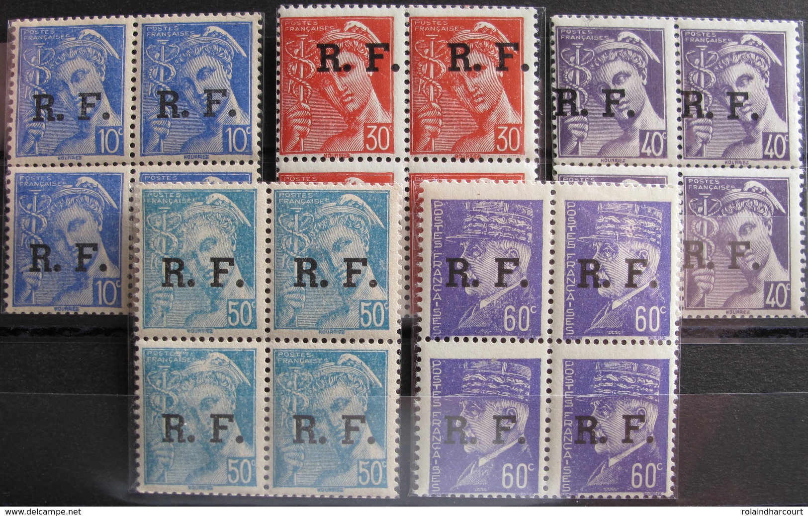 LOT R1752/147 - 1944 - TYPE MERCURE Et PETAIN - BLOCS DE 4 TIMBRES NEUFS** - N°1 à 15 - Cote : 200,00 € - Libération