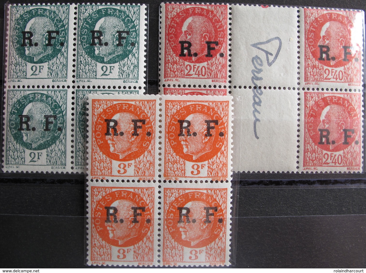 LOT R1752/147 - 1944 - TYPE MERCURE Et PETAIN - BLOCS DE 4 TIMBRES NEUFS** - N°1 à 15 - Cote : 200,00 € - Libération