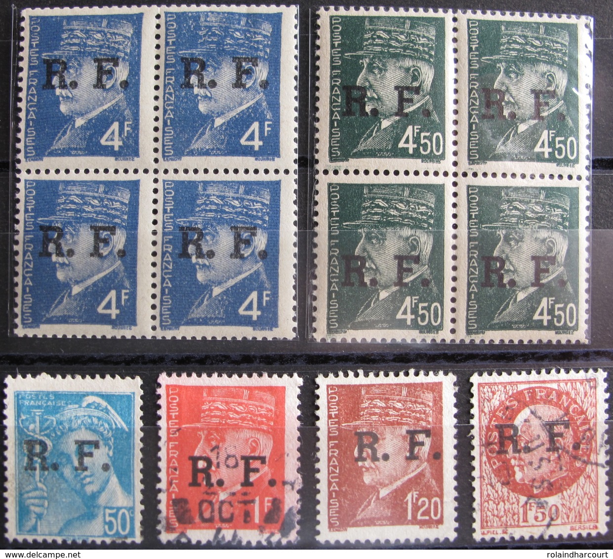 LOT R1752/147 - 1944 - TYPE MERCURE Et PETAIN - BLOCS DE 4 TIMBRES NEUFS** - N°1 à 15 - Cote : 200,00 € - Libération