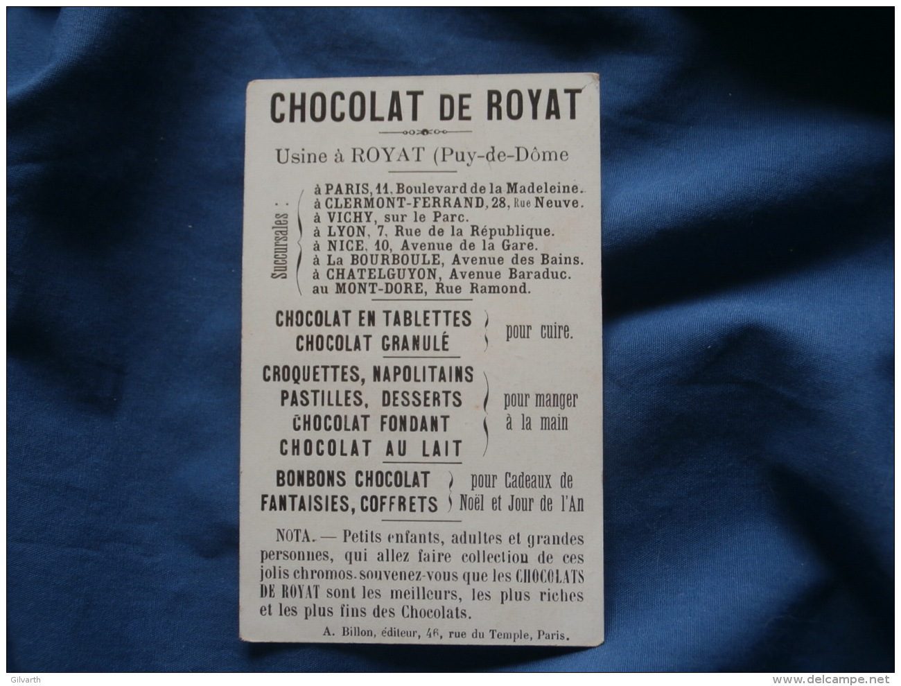 Chromo Chocolat De Royat  Don Quichotte N° 9 - L376 - Autres & Non Classés