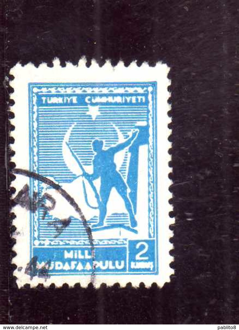 TURCHIA TURKÍA TURKEY REPUBLIC 1941 1944 NEWSPAPER STAMPS SOLDIER AND MAP OF 2k USATO USED  OBLIT - Dagbladzegels