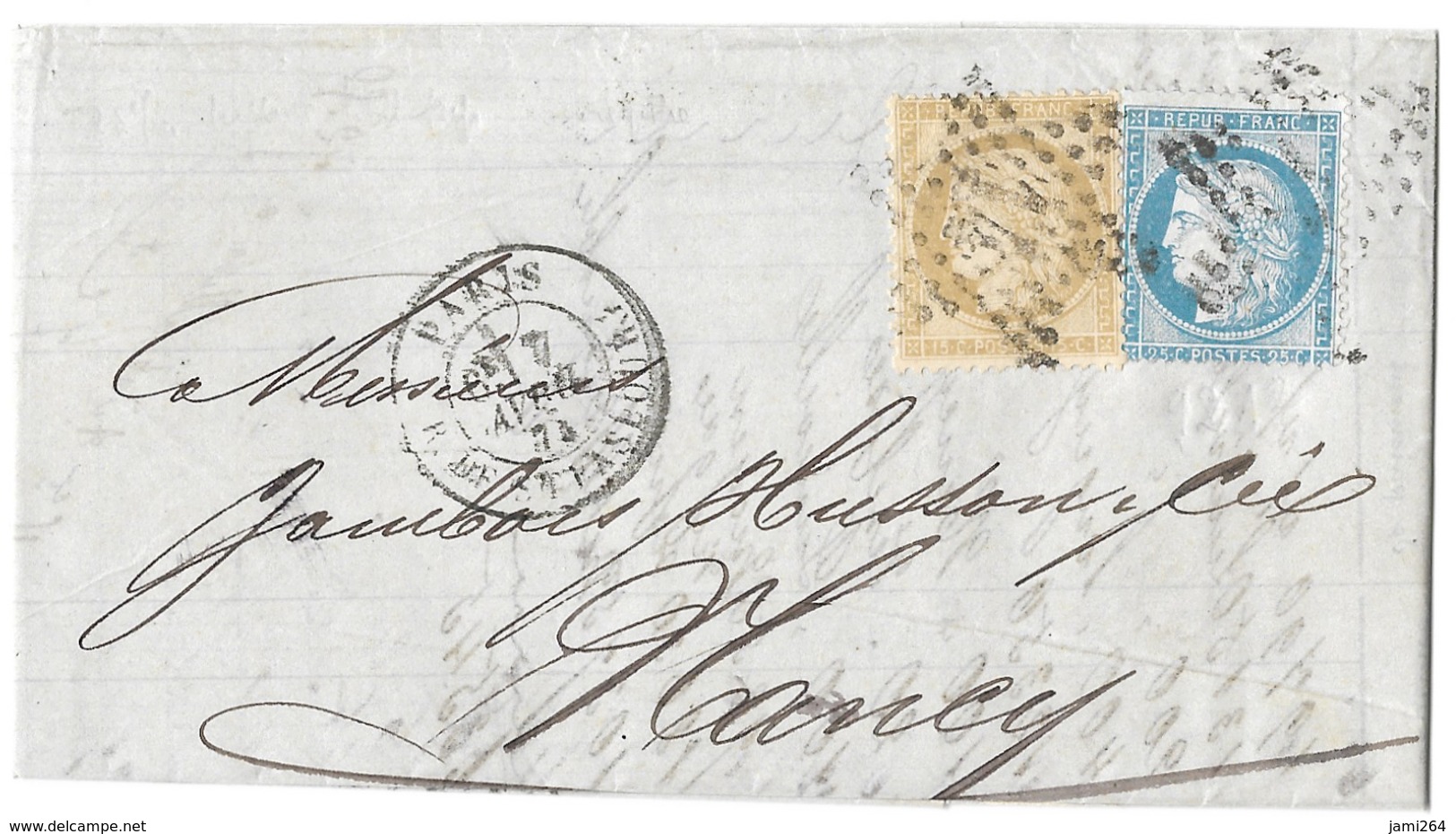 LETTRE Avec N°60/1 92 A2  2ème état  TTB - 1871-1875 Cérès