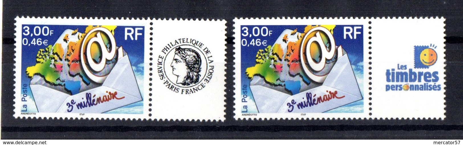 FRANCE Timbre Personnalisé Yvert N° 3365A ème Millénaire Logo Cérès Et Les Timbres Personnalisés - Autres & Non Classés