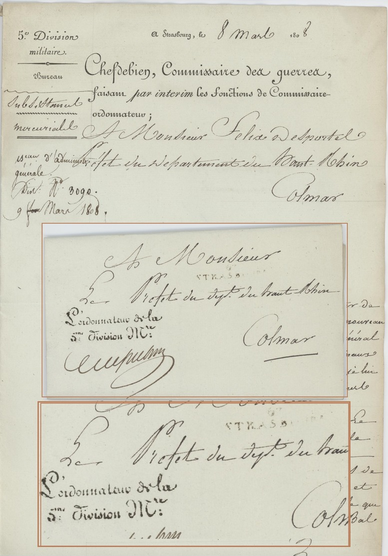 Strasbourg 1808 Chef De Bien Chefdebien L'Ordonnateur De La 5e Division - 1801-1848: Précurseurs XIX