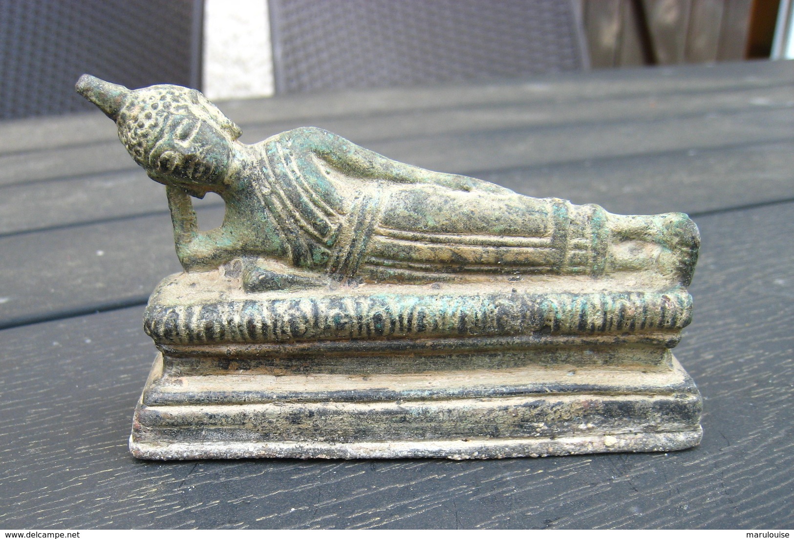 Petit Boudha Couché Bronze Ancien - Art Asiatique