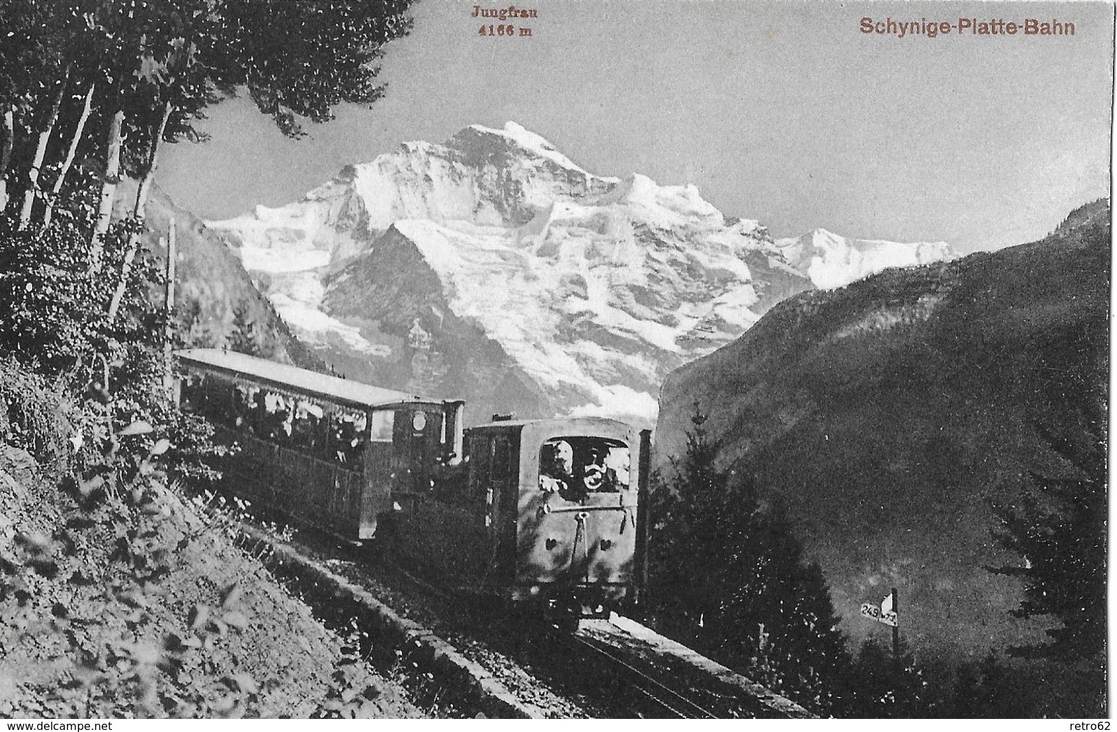 SCHYNIGE PLATTE BAHN - Vollbesetzte Bahn Vor Der Jungfrau, Ca.1910 - Sonstige & Ohne Zuordnung