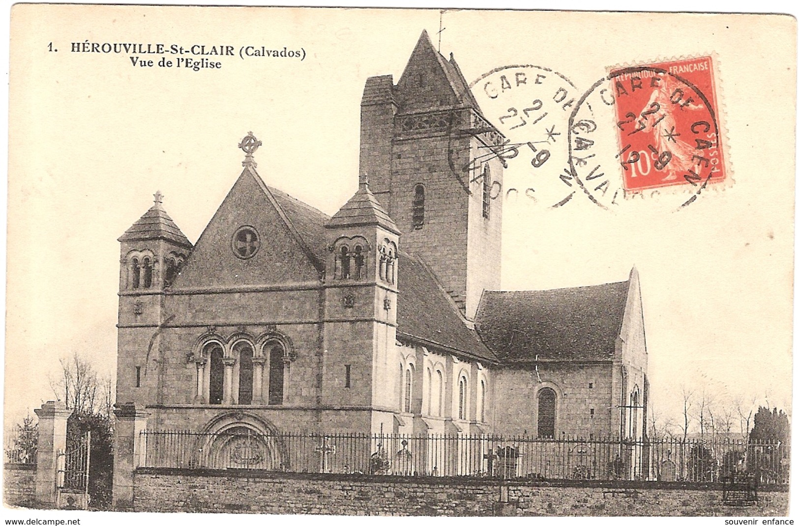 CPA Herouville Saint St Clair Vue De L'Eglise  14 Calvados - Herouville Saint Clair